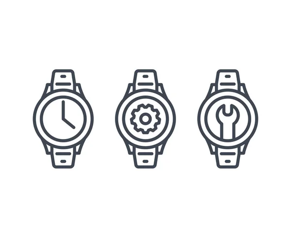 Icone di riparazione orologio — Vettoriale Stock