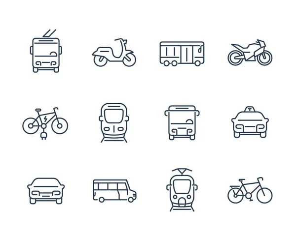 Icônes de transport urbain, style linéaire — Image vectorielle