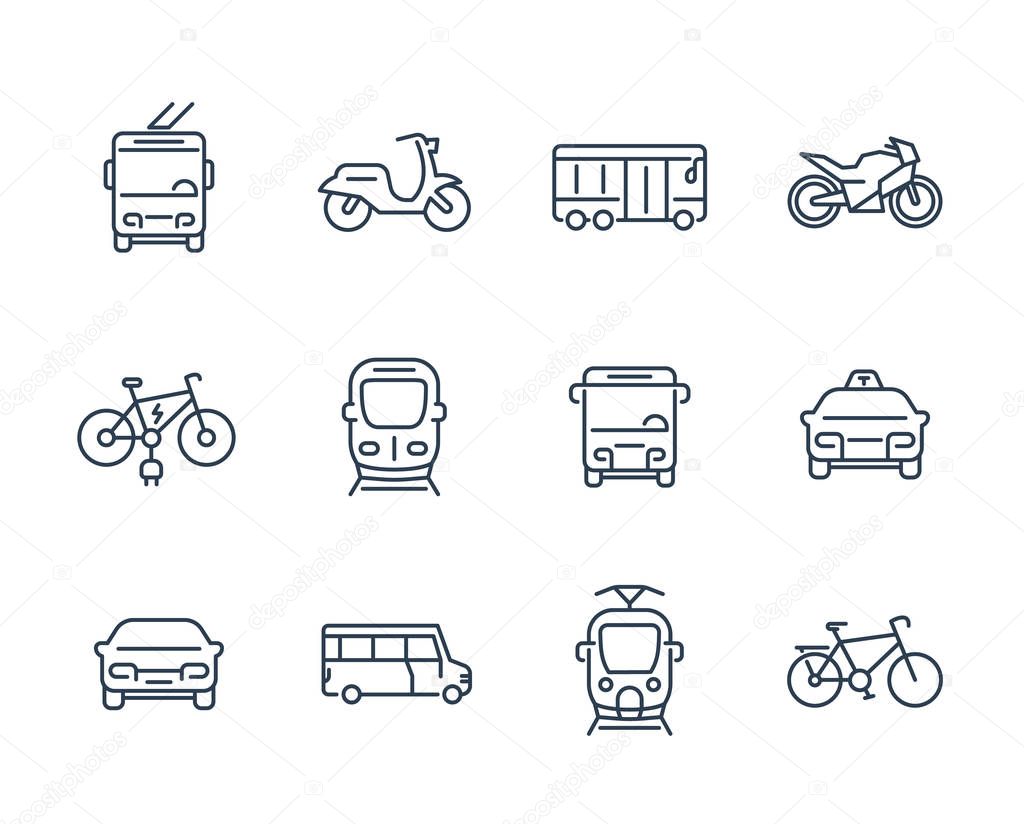 City transport icons, linear style