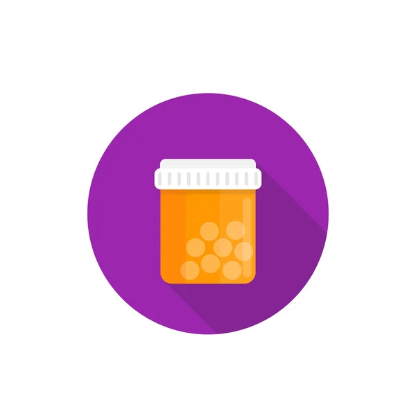 Bottle of medicine, pills icon in flat style — Stock Vector