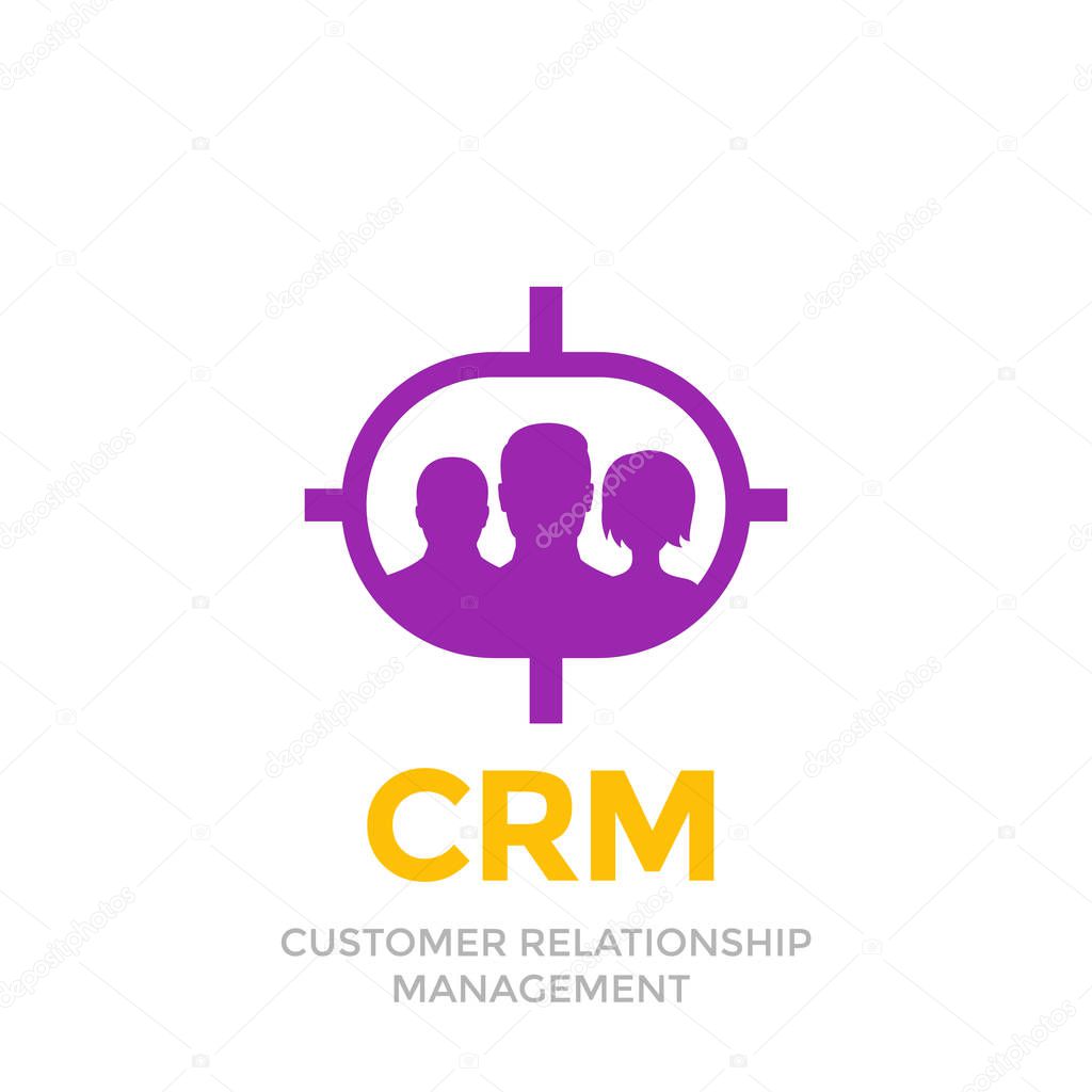 CRM, customer relationship management icon isolated on white