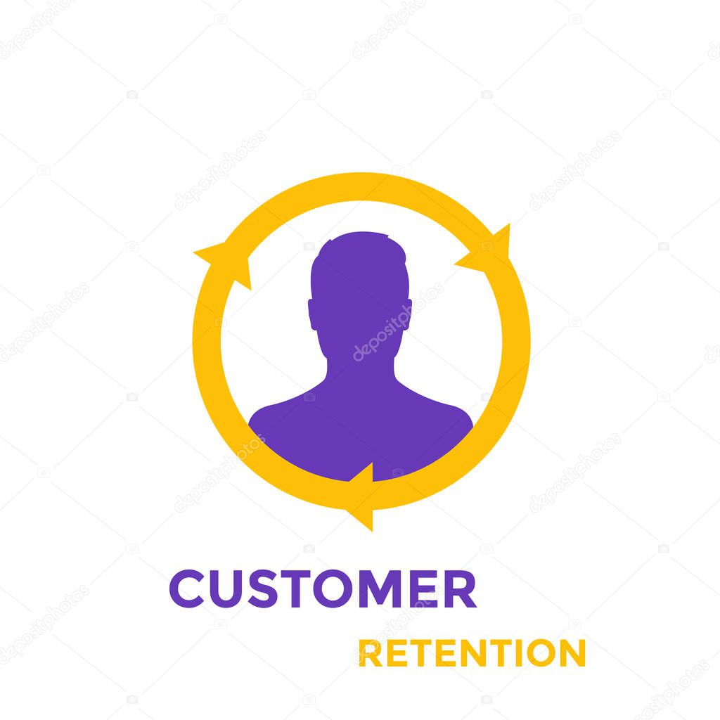 Returning customer and client retention icon, eps 10 file, easy to edit