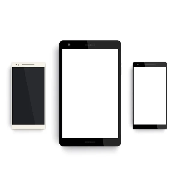 Tablette et smartphone maquette sur blanc — Image vectorielle