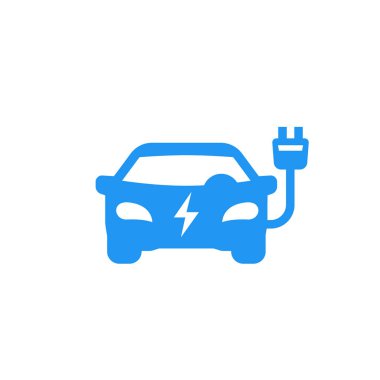 Beyaz üzerine elektrikli araba simgesi