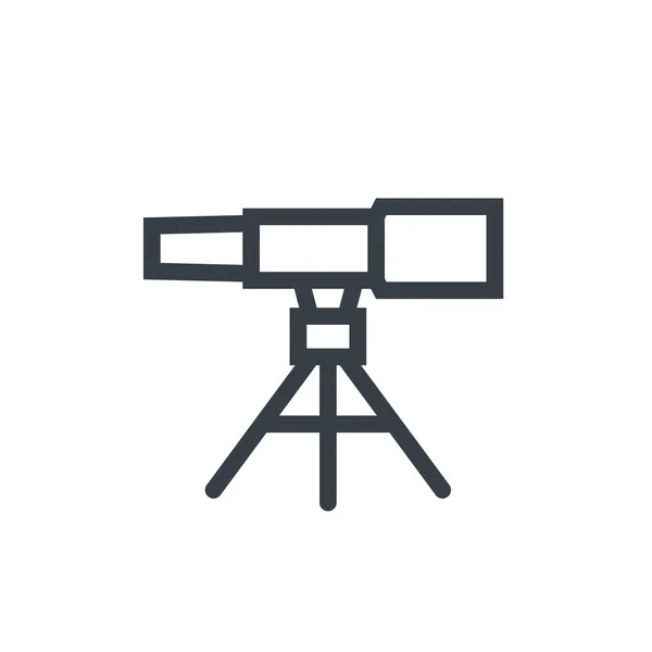 Telescopio, icono de la línea de astronomía en blanco — Vector de stock