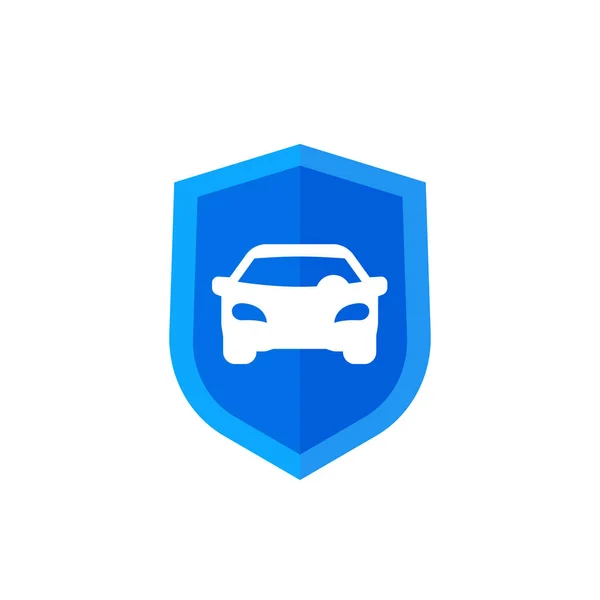 Car and shield icon on white — Stock Vector