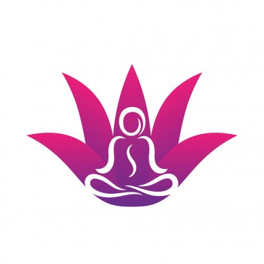 Beyaz, lotus konumumdaki Yoga logo şablonu
