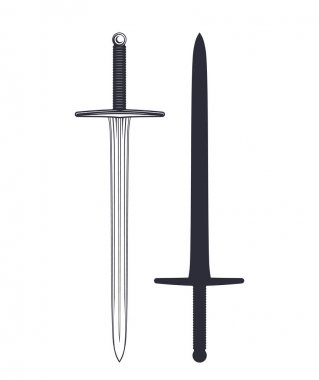 medieval sword isolated on white clipart