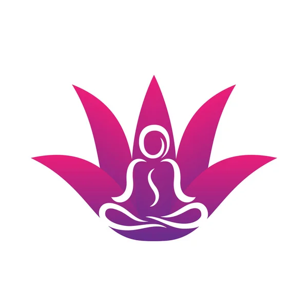 Yoga logo sjabloon op wit, man in de lotuspositie — Stockvector