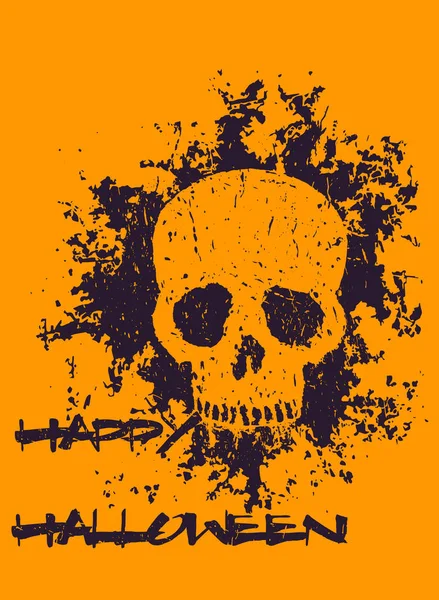 Halloween poster met grunge schedel — Stockvector