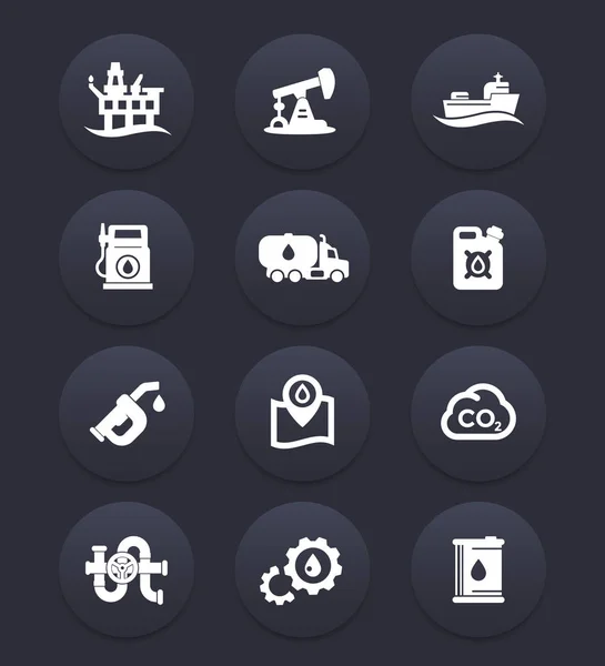 Conjunto de iconos de la industria petrolera — Archivo Imágenes Vectoriales