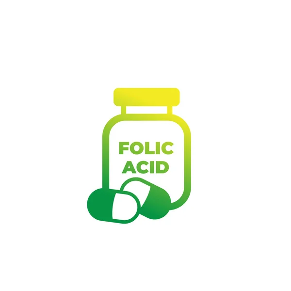 Folic acid bottle icon — Stock Vector