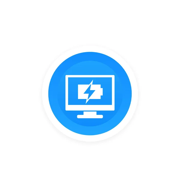 Ładowanie baterii na ikonie wektora ekranu komputera — Wektor stockowy