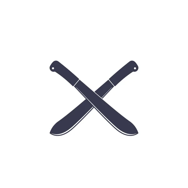 Mačeta, zkřížené nože na bílém — Stockový vektor