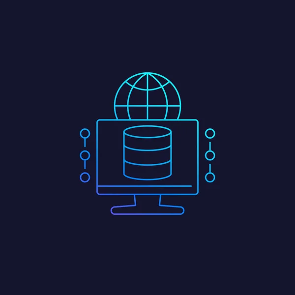 Base de données et icône linéaire vectorielle informatique — Image vectorielle