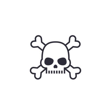kötü amaçlı yazılım, kafatası ve kemikleri olan bilgisayar virüsü simgesi