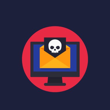 Virüslü e-posta, çöp posta vektörü simgesi