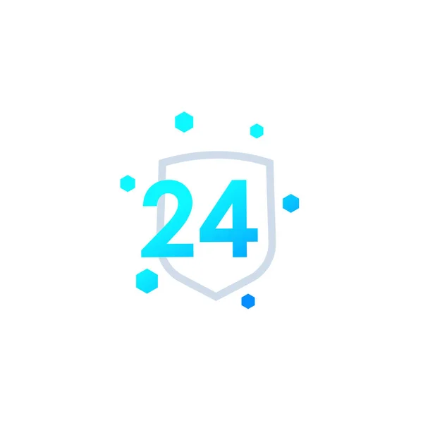 Icono vectorial protegido 24 horas — Vector de stock