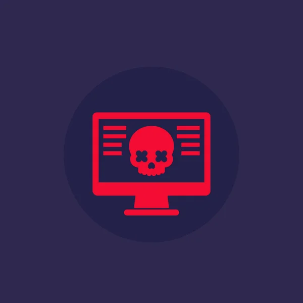 Malware, virus komputer, ikon serangan cyber - Stok Vektor