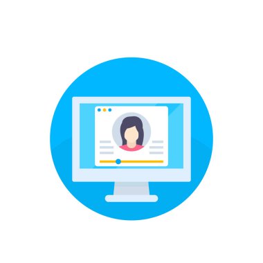 webinar, çevrimiçi eğitim, öğretmen, vektör simgesi