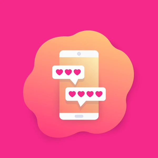 온라인 데이트 앱 과 채팅, 벡터 아이콘 — 스톡 벡터