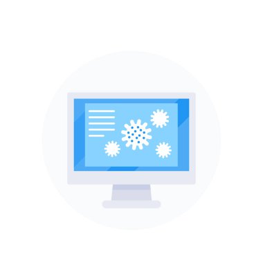 Virüs ekranda, viroloji vektör simgesi