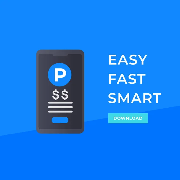 Parking payer avec app, vecteur — Image vectorielle