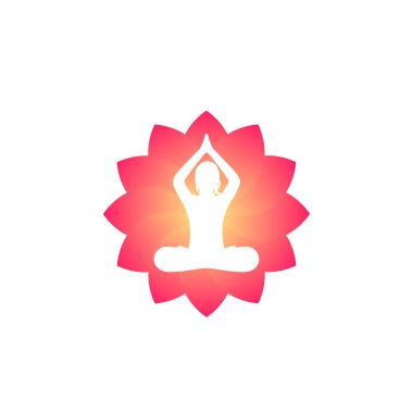 Yoga logosu, Lotus pozisyonunda meditasyon yapan kız.