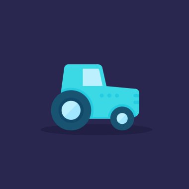 Traktör, tarımsal vektör simgesi, düz