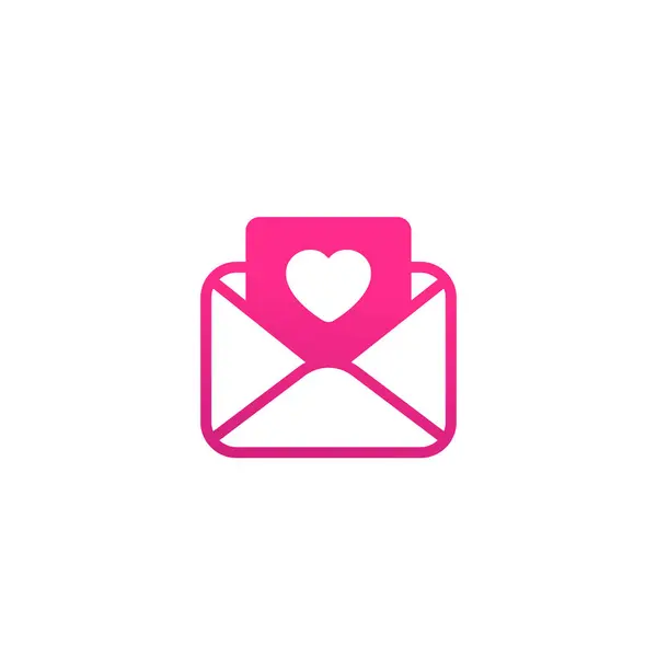 Love letter with heart icon on white — 스톡 벡터