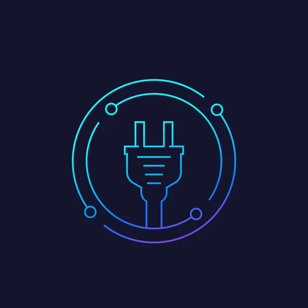 Electricity icon with electric plug linear vector — 스톡 벡터
