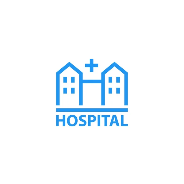 Hospital icon, linear on white — 스톡 벡터