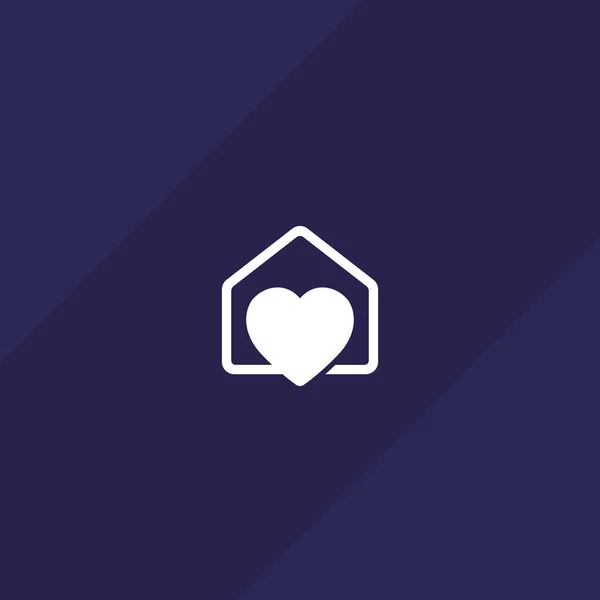 Casa con icono del logotipo del vector del corazón — Vector de stock