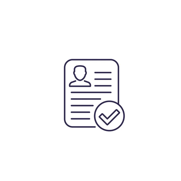 Resume approved vector line icon — Stock Vector