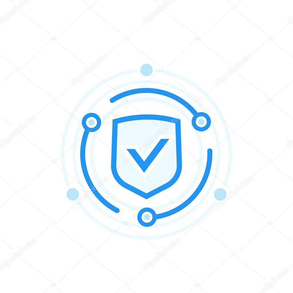 Cybersecurity and data protection vector icon