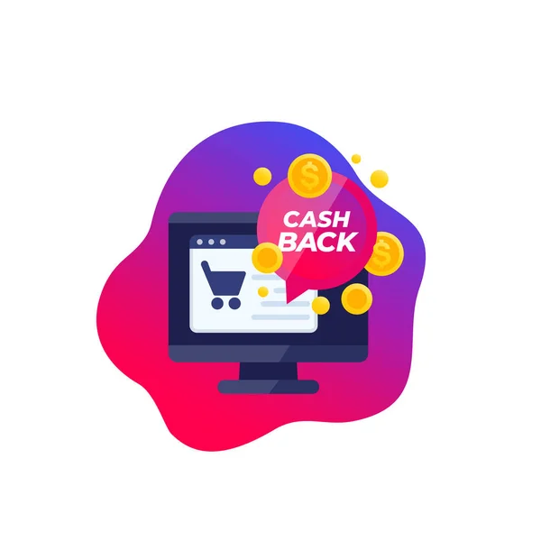 Offre cashback, remboursement, vecteur achats en ligne — Image vectorielle