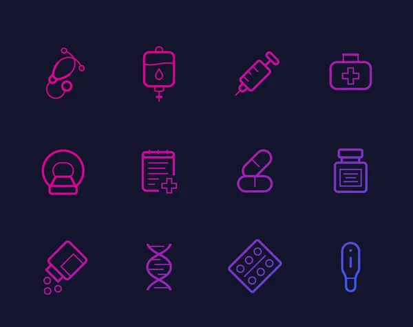 Healthcare, medical icons, linear vector — ストックベクタ