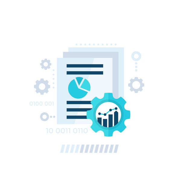 data processing, analytics vector illustration