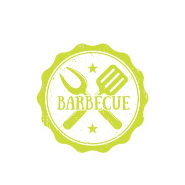Barbekü, bbq vektör logosu, klasik rozet.