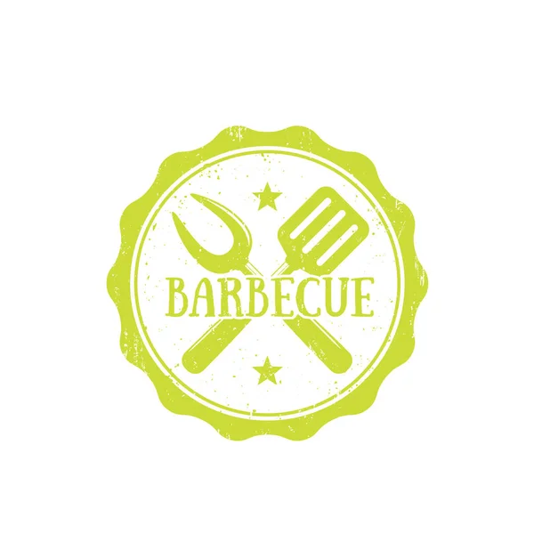 Barbecue, logo vectoriel bbq, badge vintage — Image vectorielle