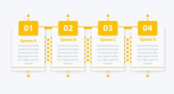 1, 2, 3, 4 kroki, infografika, oś czasu wektora — Wektor stockowy