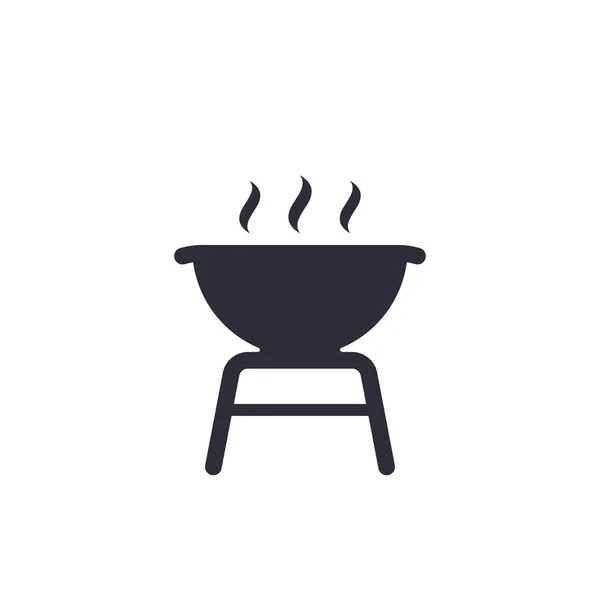 Barbacoa icono de la parrilla en blanco — Vector de stock