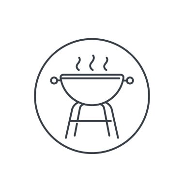 Barbekü ızgara simgesi, beyaz üzerine doğrusal