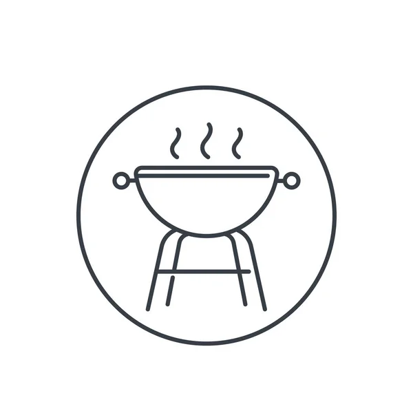 Barbecue pictogram, lineair op wit — Stockvector