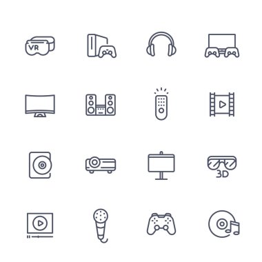 ev eğlence sistemi çizgi simgeleri ayarlandı