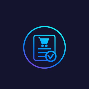 Online sipariş, satın tamamlanan vektör simgesi