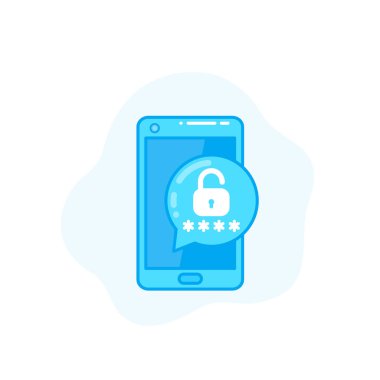 Unlock with password, mobile authentication icon
