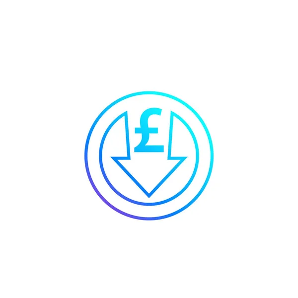 Reduce costs icon with british pound — Stok Vektör