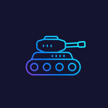 battle tank vector line icon