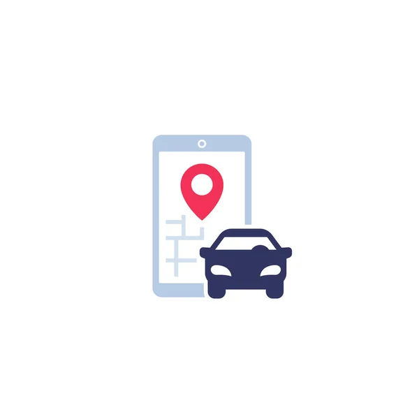 Carsharing vector icon with phone and car — Stockvektor